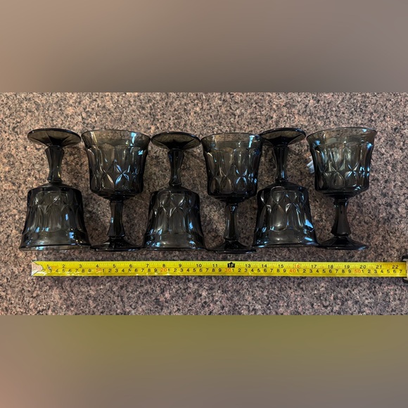 Set of 6 Vintage Noritake Perspective Japan Smokey Grey Wine Glasses/Goblet - Picture 2 of 5